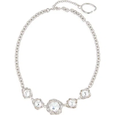 Oscar De La Renta Crystal Nest Frontal Necklace In Transparent