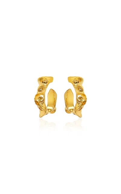 Oscar De La Renta Crystal Nest Hoop Earrings In Gold
