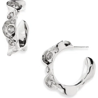 Oscar De La Renta Crystal Nest Hoop Earrings In Transparent