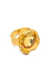 Oscar De La Renta Crystal Nest Ring In Gold