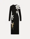 Oscar De La Renta Orchid Crystal-threadwork Midi Dress