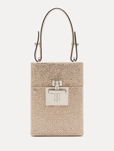 Oscar De La Renta Crystal Pav Alibi Top Handle Bag In Gold
