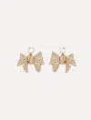 Oscar De La Renta Crystal Pav Bow Earrings In Gold
