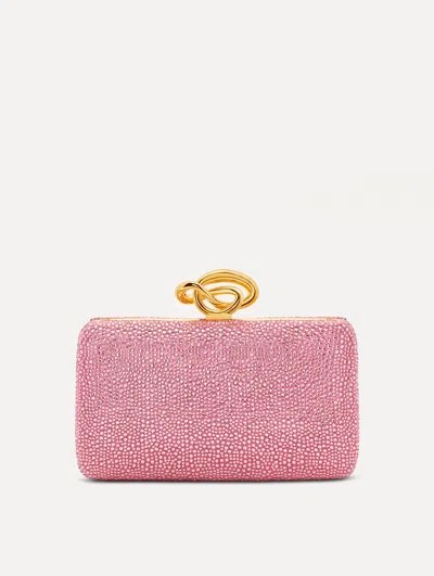 Oscar De La Renta Crystal Pav Knot Minaudire In Pink