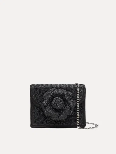 Oscar De La Renta Crystal Pav Mini Tro Bag In Black