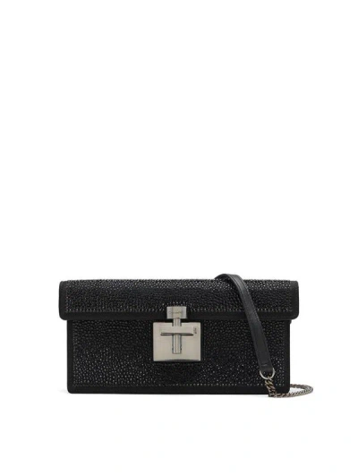 Oscar De La Renta Crystal Pave Alibi Clutch In Black