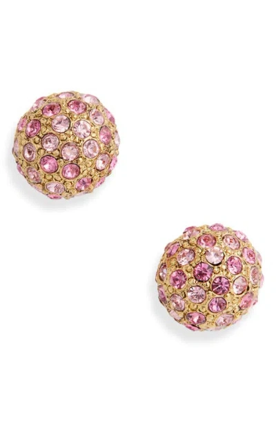 Oscar De La Renta Crystal Pavé Half Sphere Stud Earrings In Pink