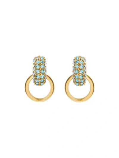 Oscar De La Renta Pavé-crystal Link Earrings In Aquamarine