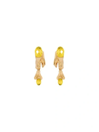 Oscar De La Renta Crystal Rock Earrings In Yellow