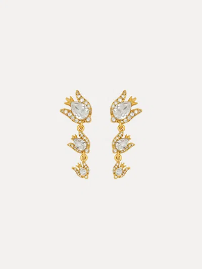 Oscar De La Renta Crystal Rose Drop Earrings