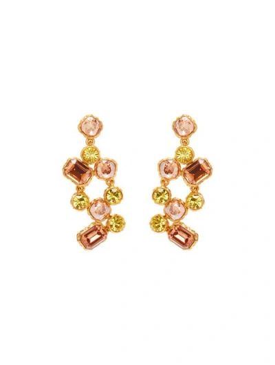 Oscar De La Renta Crystal Scramble Earrings In Gold