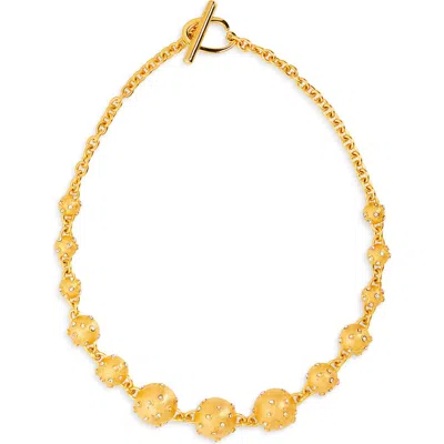 Oscar De La Renta Crystal Sphere Station Necklace In Gold