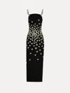 Oscar De La Renta Crystal Triangle Embellished Cocktail Dress In Black
