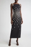 Oscar De La Renta Crystal Triangle Embellished Cocktail Dress