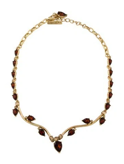 Pre-owned Oscar De La Renta Crystal Vine Collar Necklace, 20.5" In Multi