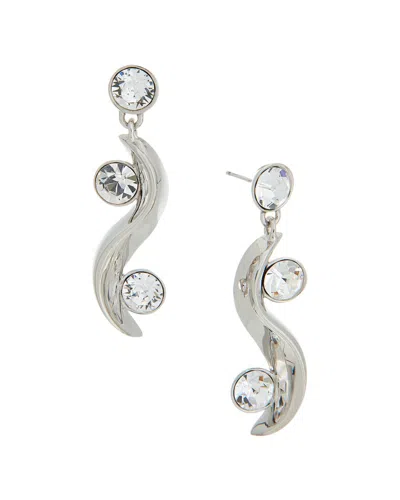 Oscar De La Renta Crystal Wave Drop Earrings In Metallic