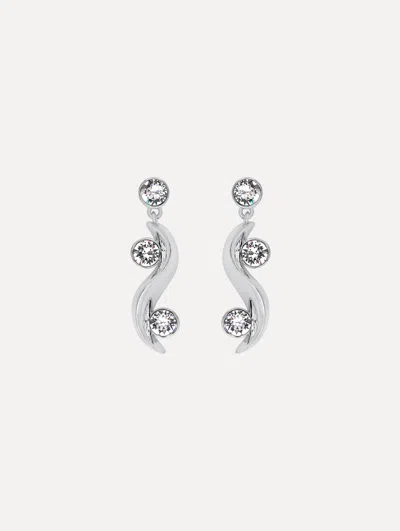 Oscar De La Renta Crystal Wave Drop Earrings In Gray