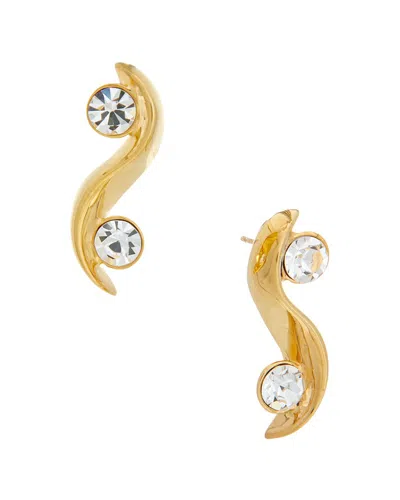 Oscar De La Renta Crystal Wave Earrings In Transparent