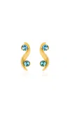 Oscar De La Renta Crystal Wave Earrings In Blue