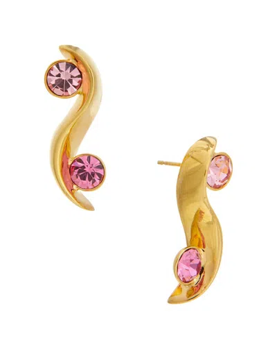Oscar De La Renta Crystal Wave Earrings In Gold