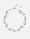 Oscar De La Renta Crystal Wave Necklace In Metallic