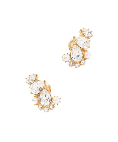 Oscar De La Renta Crystal-embellished Gold-tone Earrings In Black