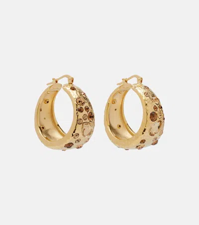 Oscar De La Renta Crystal-embellished Hoop Earrings In Gold