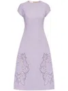 Oscar De La Renta Cut-out Tweed Midi Dress In Purple