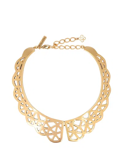 Pre-owned Oscar De La Renta Cut-out Bijoux Necklace In Gold