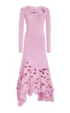 Oscar De La Renta Cutout Embroidered Knit Midi Dress In Pink
