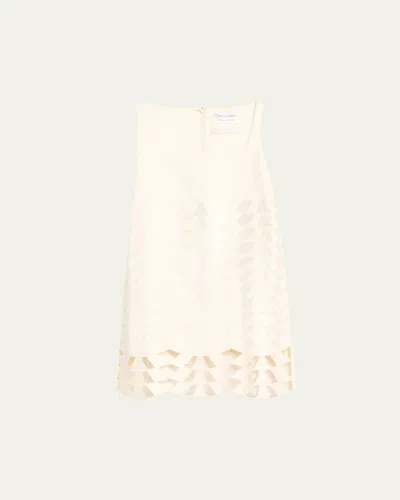 Oscar De La Renta Cutout Embroidered Tweed Mini Dress In Neutral