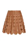 Oscar De La Renta Cutout Leather Mini Skirt In Brown