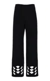 Oscar De La Renta Cutout Tweed Straight-leg Pants In Black