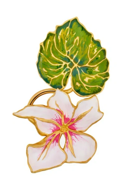 Oscar De La Renta Floral Leaf Brooch In Green