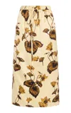 Oscar De La Renta Cyclamen-printed Crepe De Chine Midi Skirt In Neutral