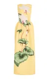 Oscar De La Renta Cyclamen Printed Faille Maxi Dress In Yellow