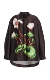 Oscar De La Renta Cyclamen Printed Mikado Shirt In Brown