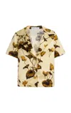 Oscar De La Renta Cyclamen Printed Satin Blouse In Gold