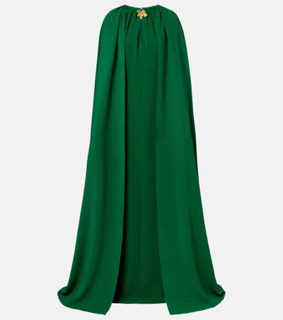 Oscar De La Renta Cyclamen Silk-blend Georgette Kaftan In Green