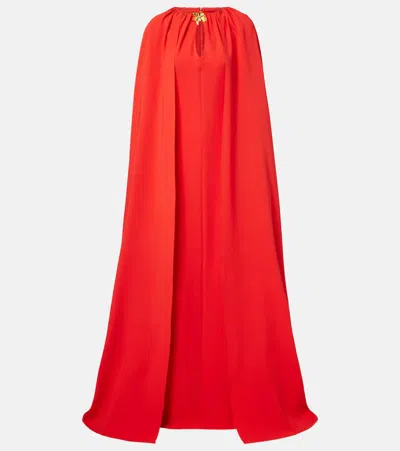 Oscar De La Renta Cyclamen Silk-blend Georgette Kaftan In Red