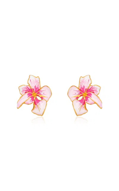 OSCAR DE LA RENTA CYCLAMEN SMALL ENAMEL STUD EARRINGS