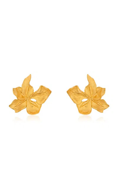 Oscar De La Renta Cyclamen Small Gold Stud Earrings