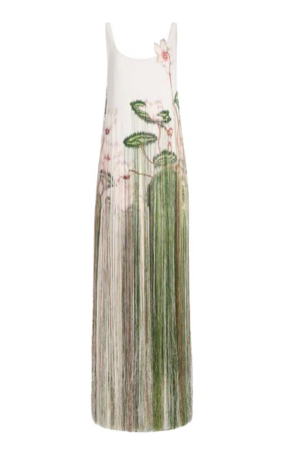 Oscar De La Renta Cyclamen Threadwork Cocktail Gown In White