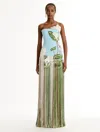 Oscar De La Renta Cyclamen Threadwork Fringe Gown In Multi