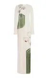 Oscar De La Renta Cyclamen Threadwork Silk-georgette Gown In White
