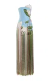Oscar De La Renta Cyclamen Threadwork Silk Gown In Blue