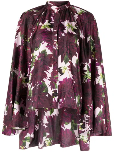 Oscar De La Renta Seidenhemd Mit Print In Red