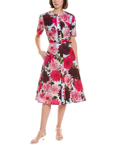 Oscar De La Renta Cotton-blend Poplin Midi Dress In Pink