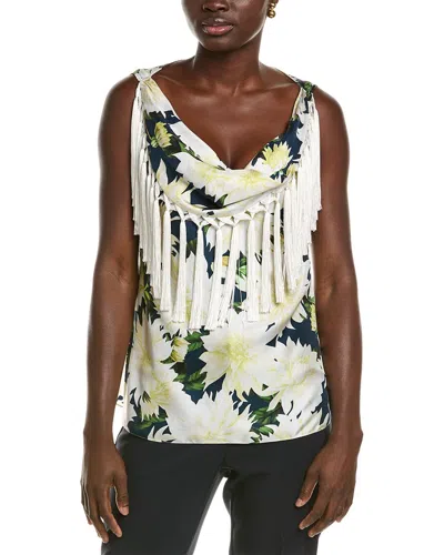 Oscar De La Renta Dahlia Silk Twill Tank In White