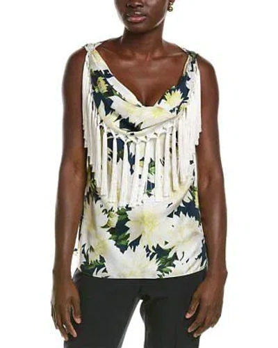Pre-owned Oscar De La Renta Dahlia Silk Twill Tank Women's In White